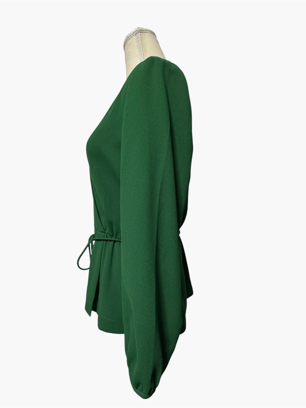 J. CREW Women's Drapey Crepe Faux-Wrap Top - Green, Sz 8 - Picture 4 of 10